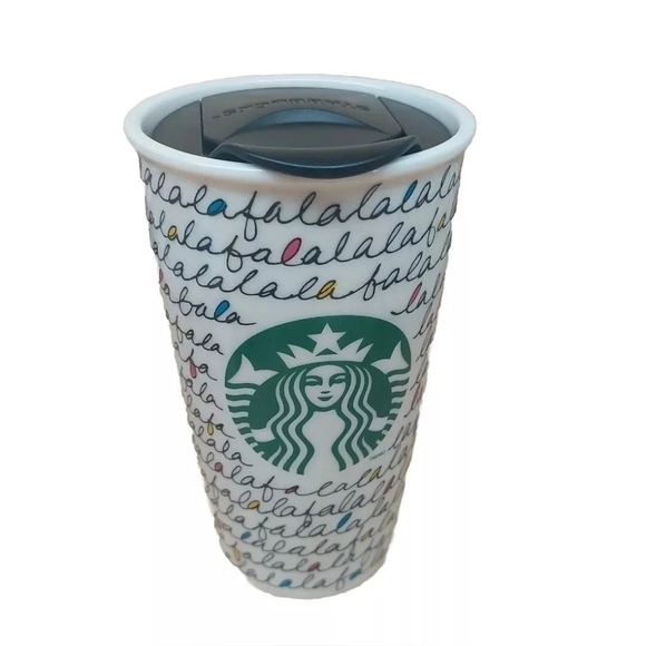 Starbucks 2011 Christmas Holiday "Fa La La La" 12 Oz Ceramic Hot/Cold Cup - Picture 1 of 5